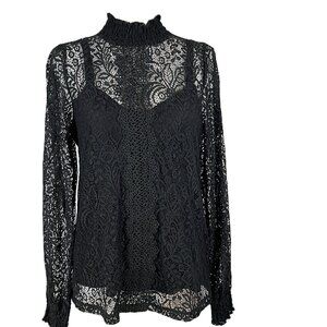 🖤 Dark Romantic Lace Blouse: Neo-Victorian Whimsigoth Statement size L